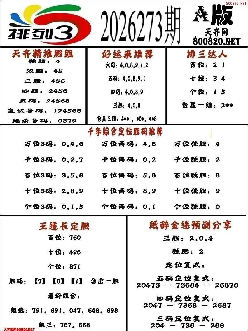 排三专家推荐A版