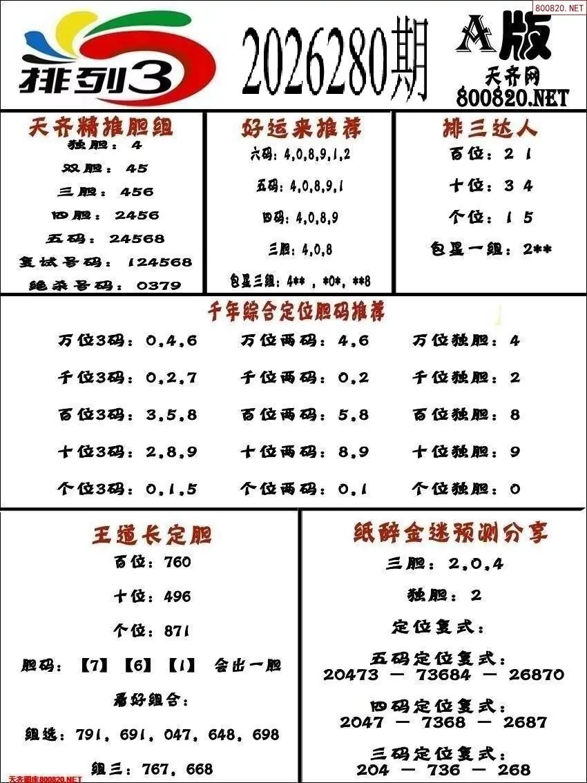 排三专家推荐A版