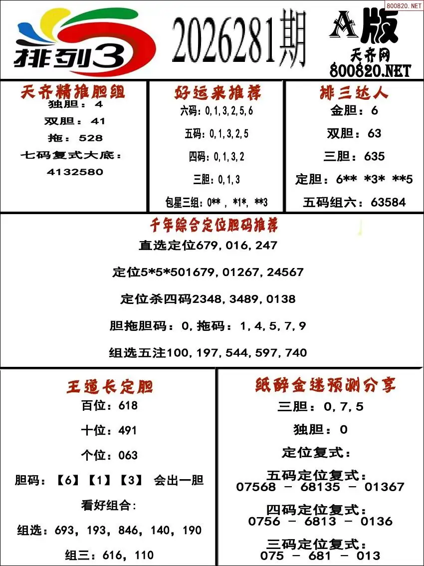 排三专家推荐A版